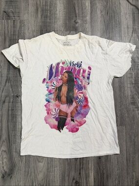 Nicki Minaj White Graphic Tee with Pink & Purple Candy Artwork